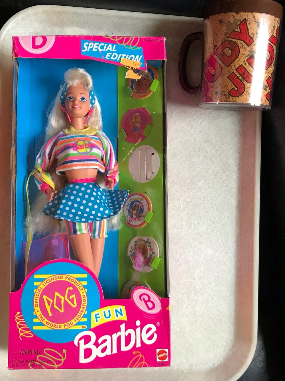 Pog Fun Barbie Doll in Pink, Blue, Yellow & White Outfit - Special Edition..1994
